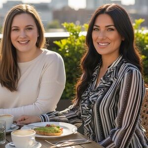 Cachè Black and White Striped Ruffle Blouse